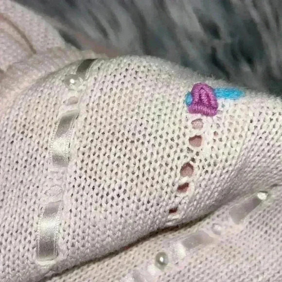 Vintage Western Connection Coquette Rose Cotton Blend Sweater Ribbons & Pearls - Picture 6 of 10